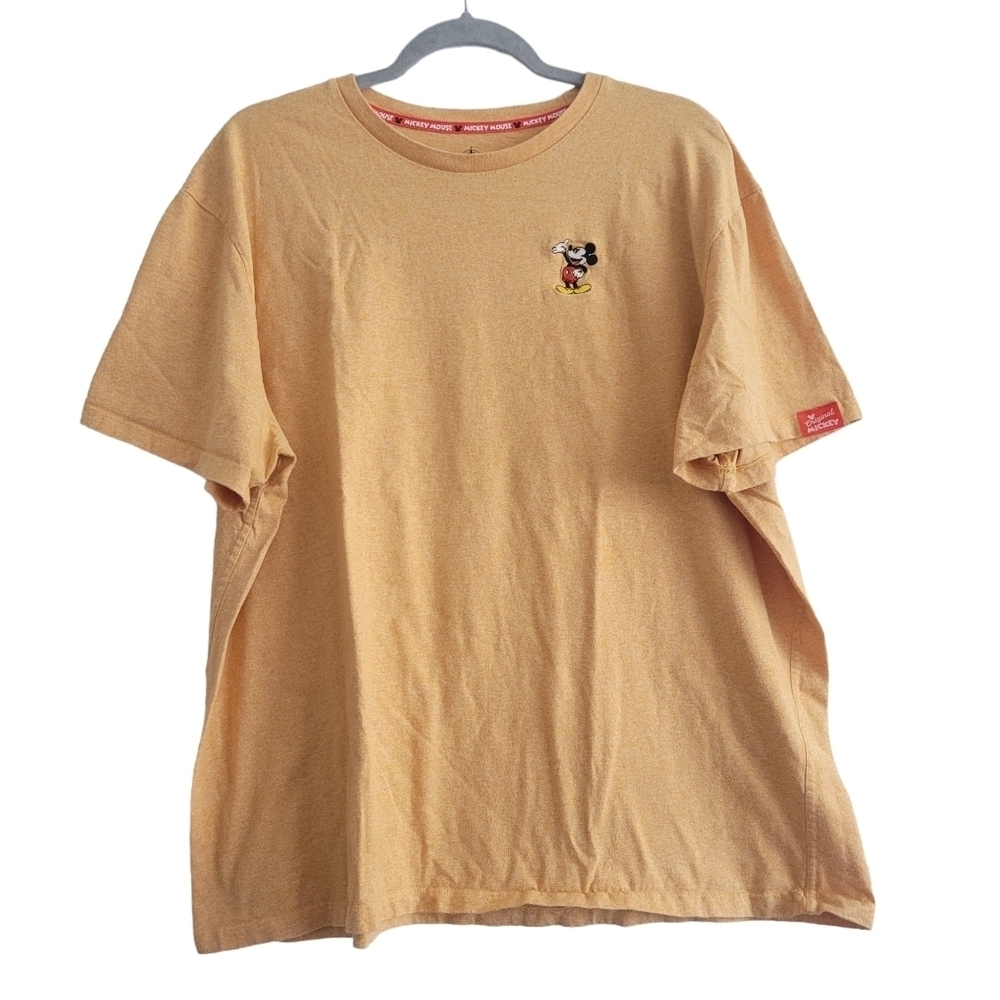 Disney Parks XXL Yellow Short Sleeve Casual Crew Neck T-Shirt Embroidered Mickey